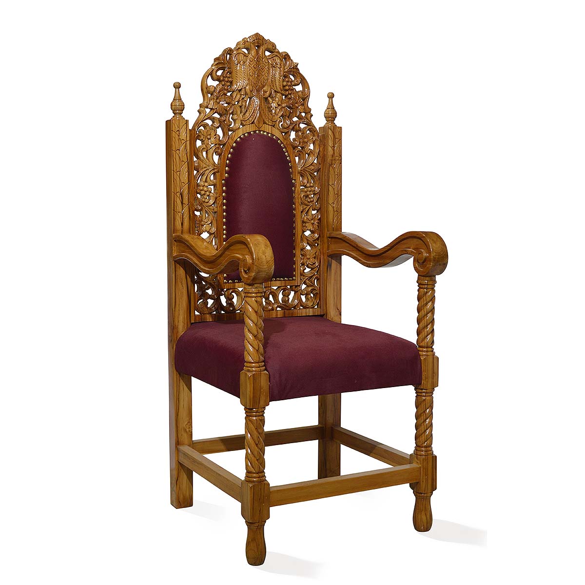 Teak Wood Carved Church Chair